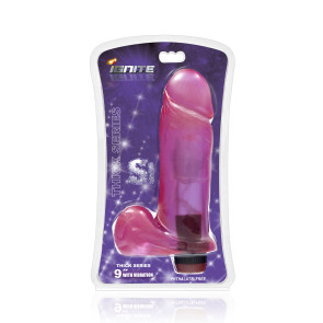 SI IGNITE Thick Cock with Balls and Vibration, Vinyl, Purple, 23 cm (9 in), Ø 6,3 cm (2,5 in)