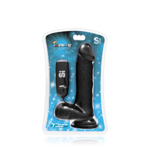 SI IGNITE Vibrating Cock with Balls and Suction, Vinyl, Black, 18 cm (7 in), Ø 4,8 cm (1,9 in)