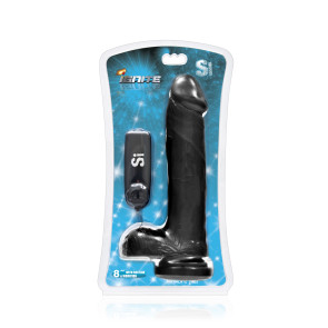 SI IGNITE Vibrating Cock with Balls and Suction, Vinyl, Black, 20 cm (8 in), Ø 4,8 cm (1,9 in)